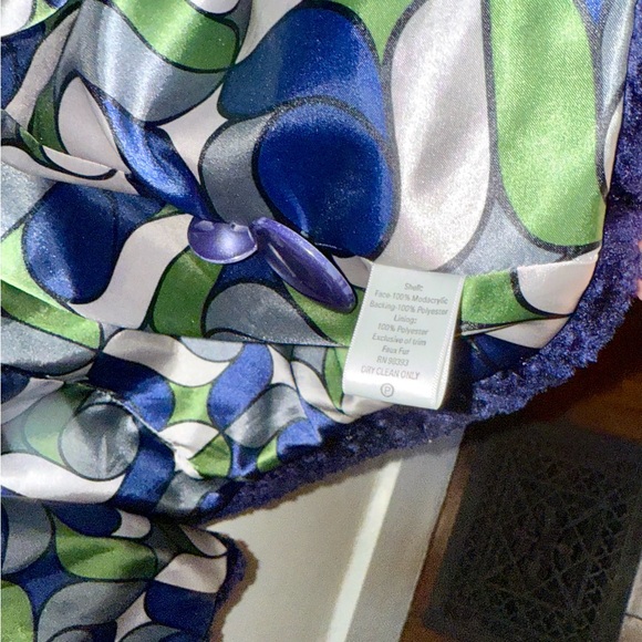 Dennis by Dennis Basso Crushed Velvet Blue/Purple coat size S - Picture 11 of 12